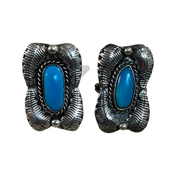 Vintage Turquoise Ring, Sterling Silver Native American Ring Sz 5.5 and 6.5 - Picture 6 of 12